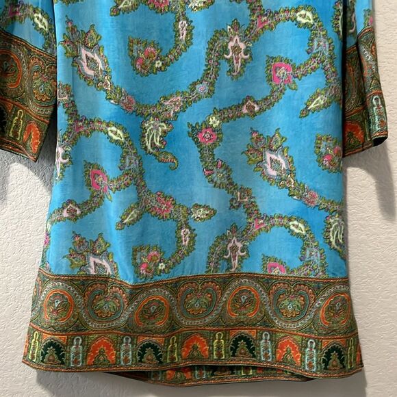 MARCHESA VOYAGE 100% Silk Paisley Print Shift Dress, Size 10 - Picture 5 of 11